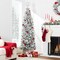 Flocked Pencil Christmas Tree Unlit Slim Artificial Tree with Snowy Finish & Foldable Base